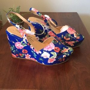 Host pick! Gorgeous Floral Blue wedge Summer Sandal